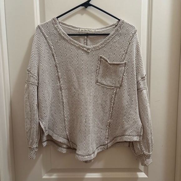 We The Free Free People Beige And White Sweater X small Boho Flowy Oversized - Picture 1 of 9